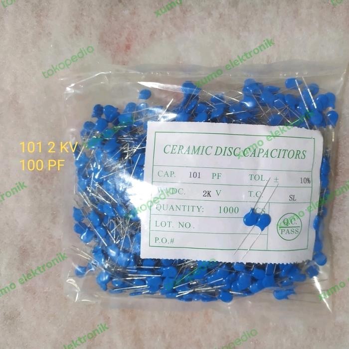 Terbaru 1000 Pcs Kapasitor Keramik 101 2Kv Capacitor 100Pf Ceramic 100 Pf 2Kv
