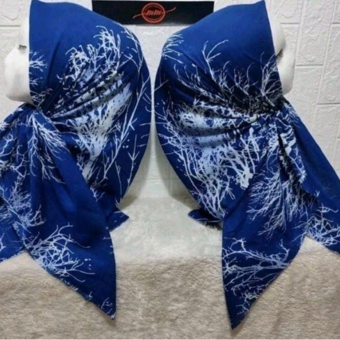 Pilihan- Kerudung Segi Empat Hijab Motif Premium Ranting Biru Elektrik Birel