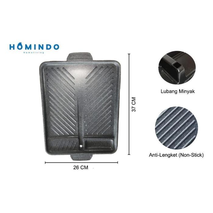 Homindo Grill Pan Bbq Wajan Pemanggang / Alat Bakar Bakaran / Wajan Anti Lengket Teflon Marble