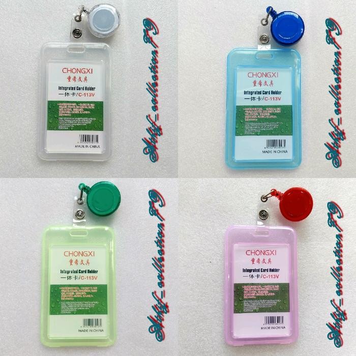 New Tempat Id Card Transparan 2 Sisi Holder Id Card Transparan + Yoyo Tarik