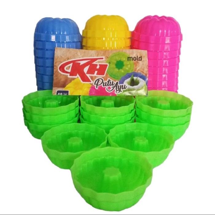 [ 48 PCs ] Cetakan Putu Ayu Segi Bulat Plastik PP Foodgrade Tahan Panas Warna Campur Mudah