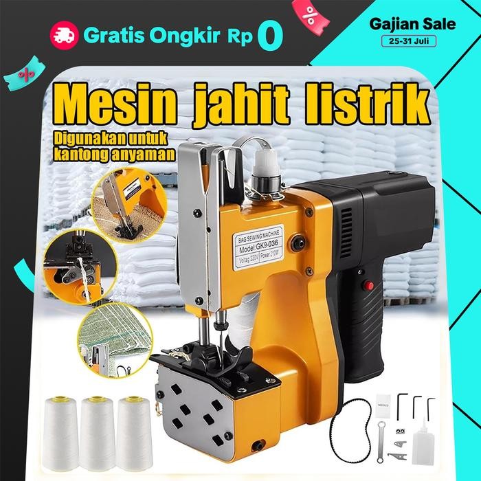 Mesin Jahit Karung Gk9-036 Portable Kecil Integrasi Ekspres Muatan Tanpa Wayar Tas Beras, Sepenuhnya