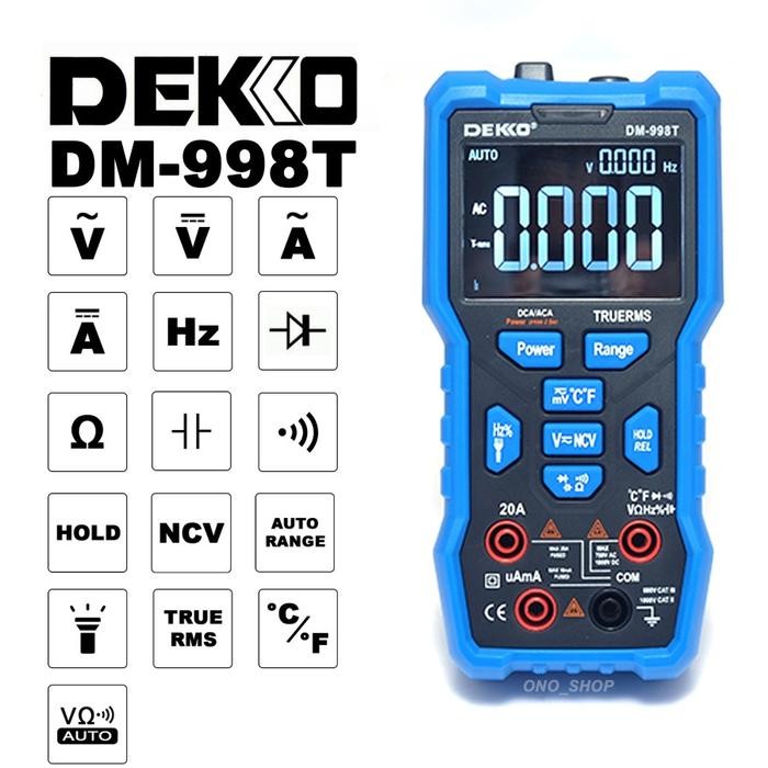 Terlaris Digital Multimeter Auto Range - True RMS - Dekko DM-998T SALE