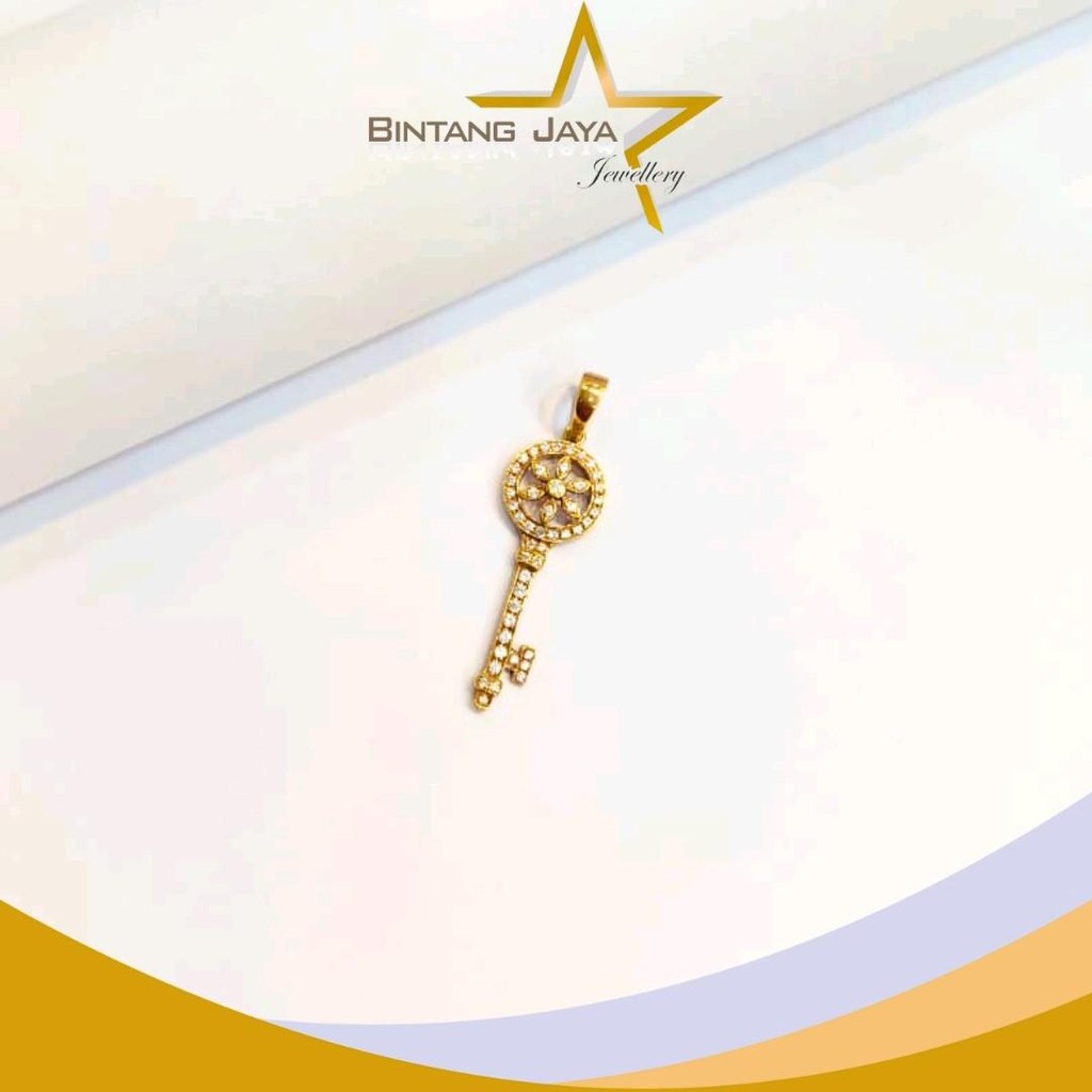 Liontin Emas - Kadar 17K - Berat 2,70gr - Model Kunci M Putih Rosegold - Unik & trendy - Jadi pusat 
