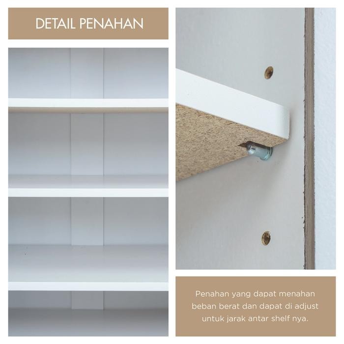 (Expert) iFURNHOLIC Sassy Shoe Cabinet 400 - Rak / Lemari Sepatu Kayu Tertutup - Furniture Kaca