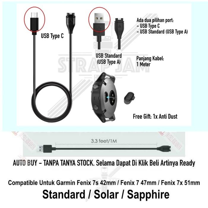 Cable Kabel Charging Charge Untuk Garmin Fenix 7s / Fenix 7 / Fenix 7x