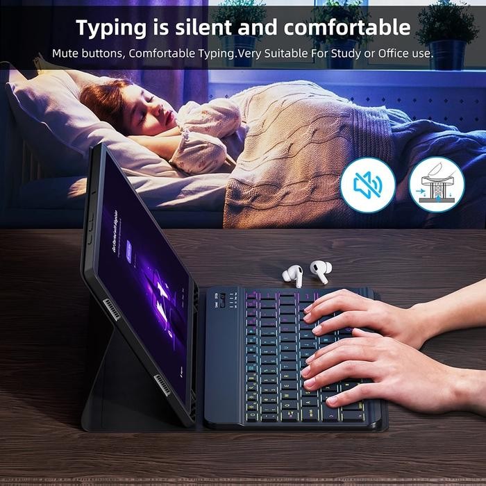 fozg-  Tablet Case For Samsung Galaxy Tab A9+ Keyboard Cover Rainbow Keyboard