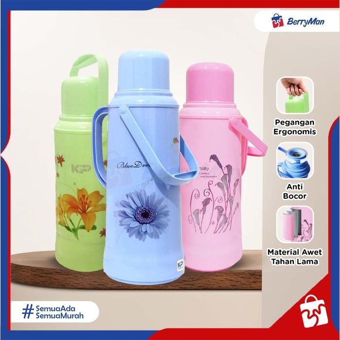 TERMOS AIR PANAS KIMPLAST Diamond 2 Liter - Tempat Air dengan Pegangan Kaca Tabung