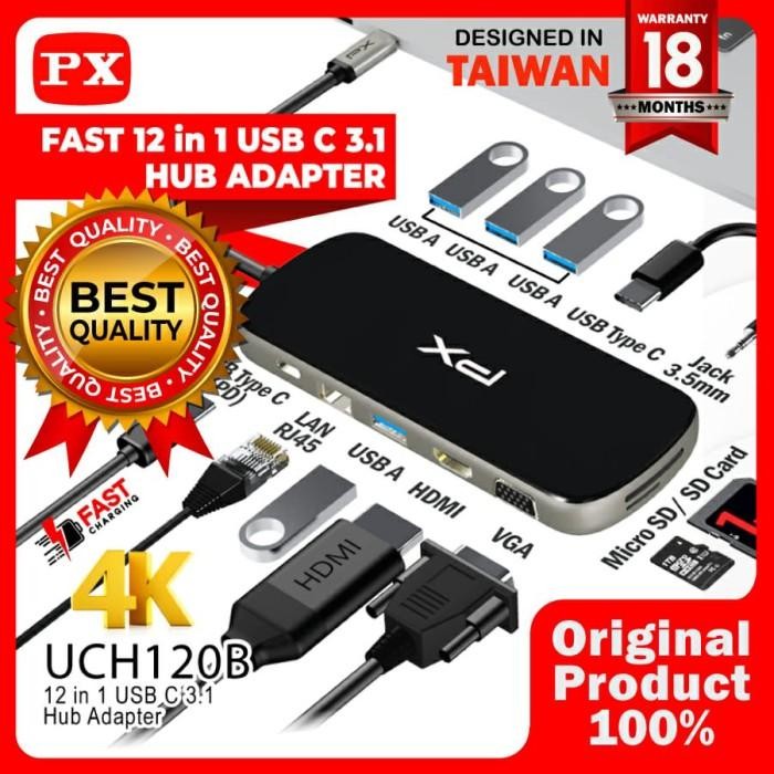 PX UCH120B Hub Converter Type C 3.1 Laptop Macbook HDMI USB 12 in 1