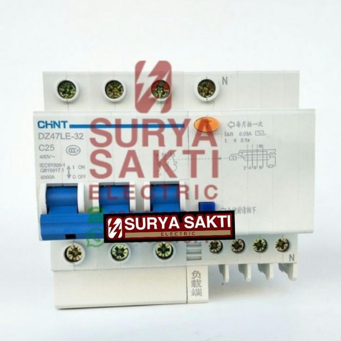 Rcbo Mcb Chint Dz47Le - 63 3P+N 40A Mcb Chint