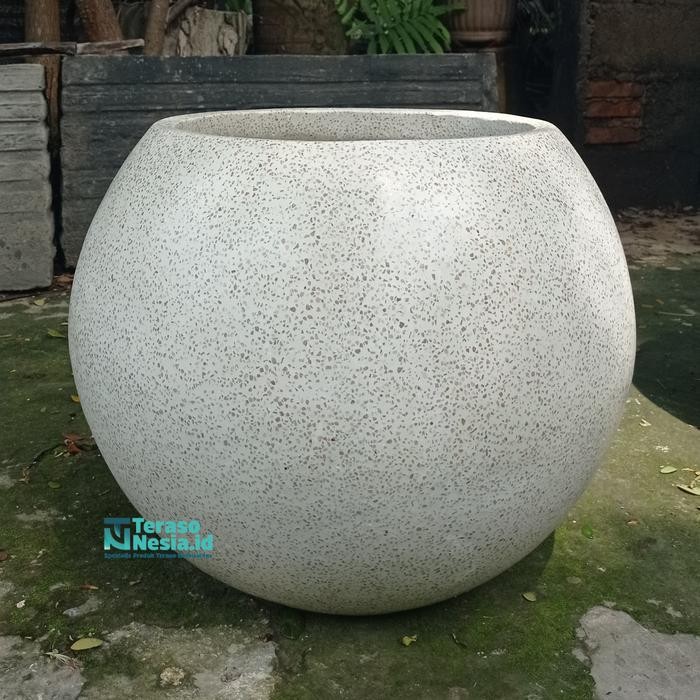 Invoice Pot Terazzo Bulat Tipe Melon Pot Teraso Pot Tanaman Outdoor Indoor