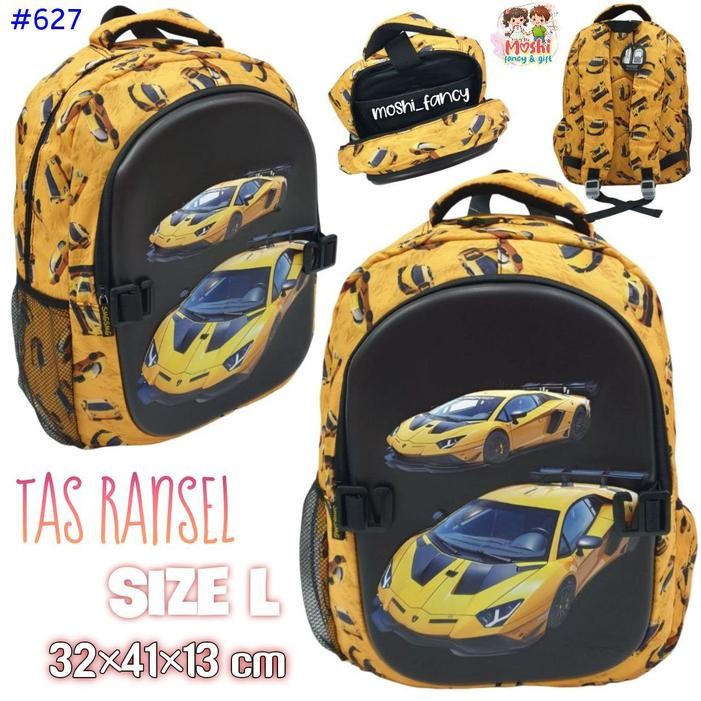 TERLARIS Tas Mobil Anak Laki-Laki SD / Tas Sekolah Ransel Anak Laki-Laki Motif Mobil Balap size L /