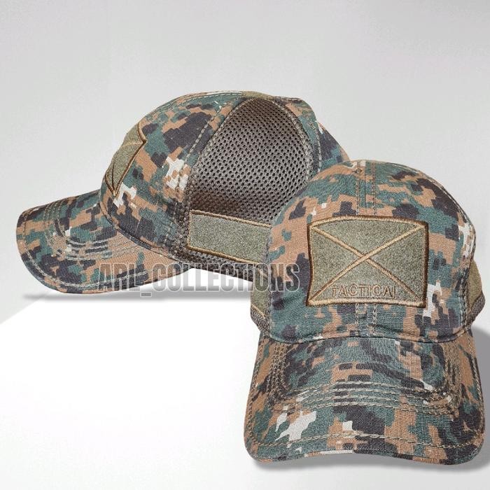 Bkb ArlC topi tactical bdu combinasi double mess jaring loreng marpat - baseball caps velcro army