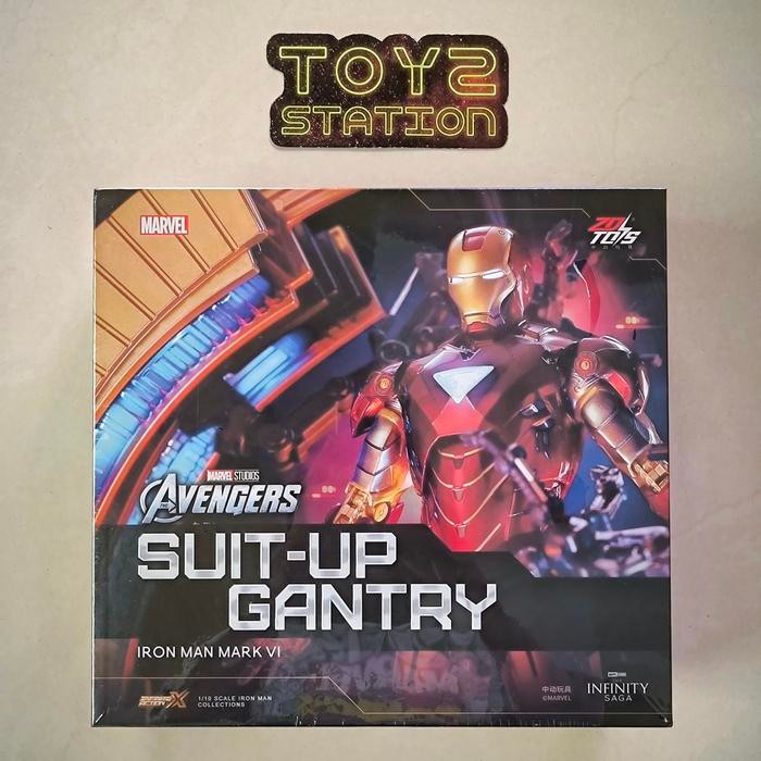 q9v5- Zd Toys Iron Man Mark 6 Ironman Mk Vi + Suit Up Gantry Led