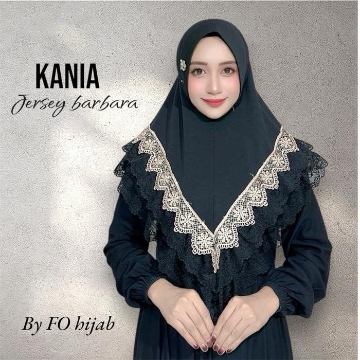KirimCpT- Hijab Instan Bergo Kania Renda Mewah Susun 3 Jersey Barbara By Fo Hijab Wanita Muslim