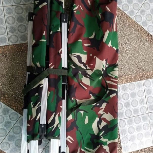 VELBED ALUMINIUM LORENG STANDAR TNI/FOLDING BED/tempat tidur lipat