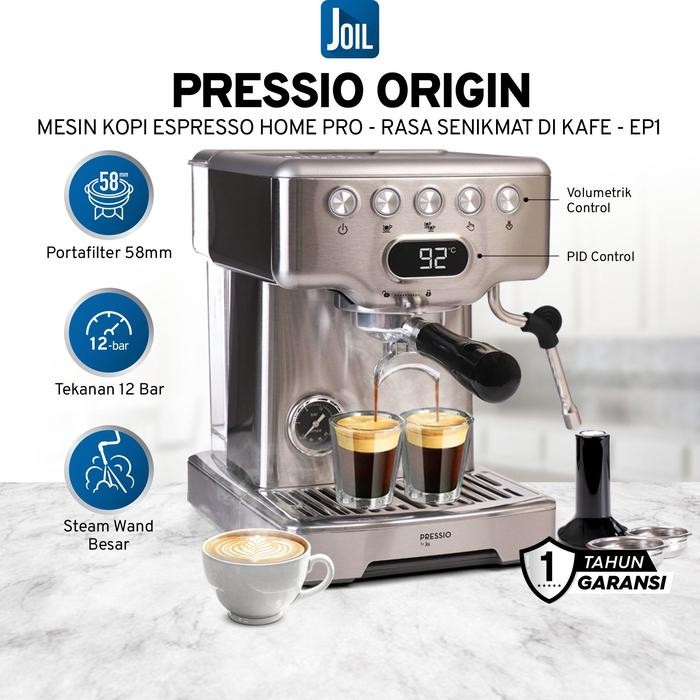 Joil Pressio gin Mesin Kopi Espresso Machine Rumahan Brewing Pressure15 Bar - EP1