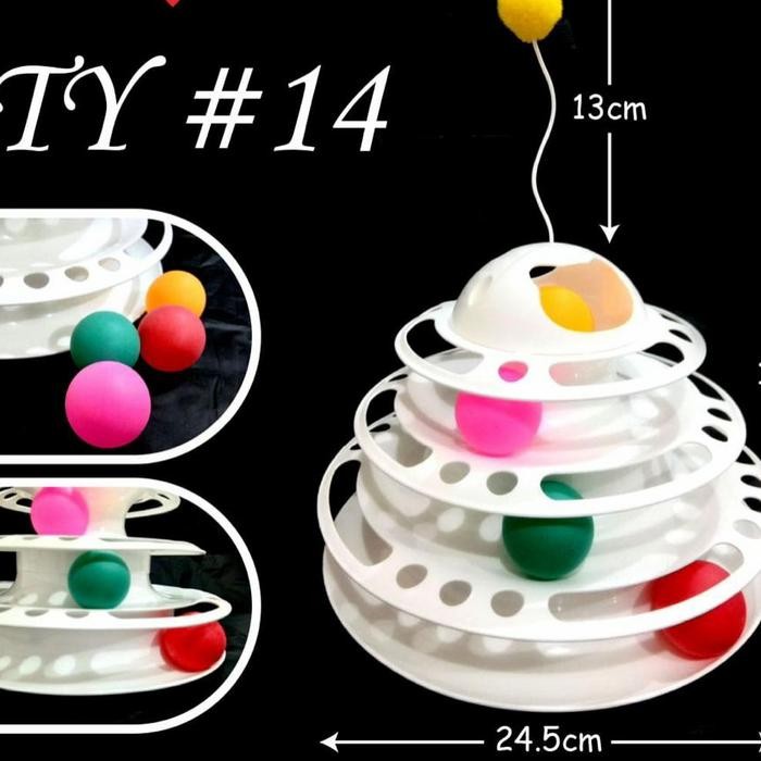 MAINAN KUCING TY14 - MAINAN KUCING TINGKAT + BOLA LUCU
