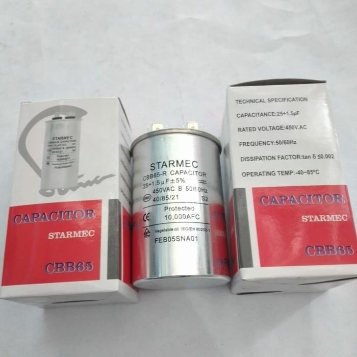 Kapasitor Capacitor AC 25+1.5 uF 400/450 VAC STARMEC