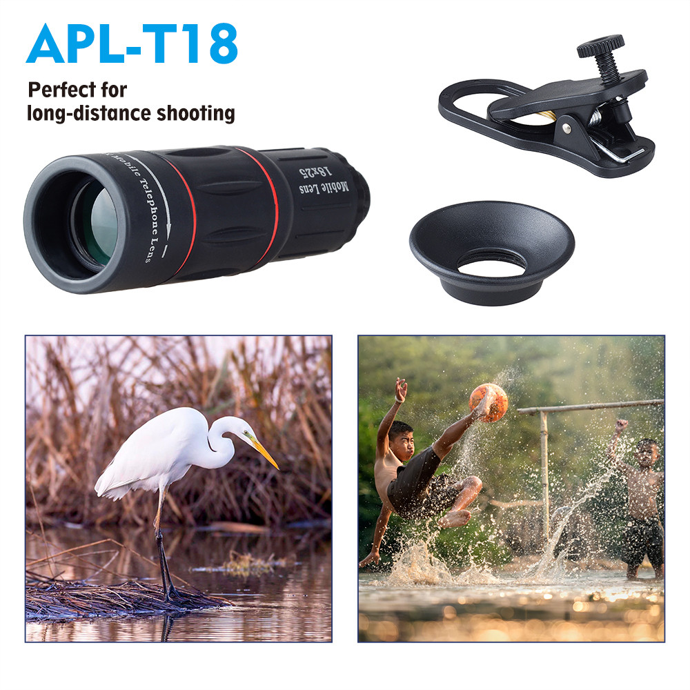 APEXEL Universal 18x25 Monocular Zoom HD Optical Cell Phone Lens Observing Survey 18X telephoto lens