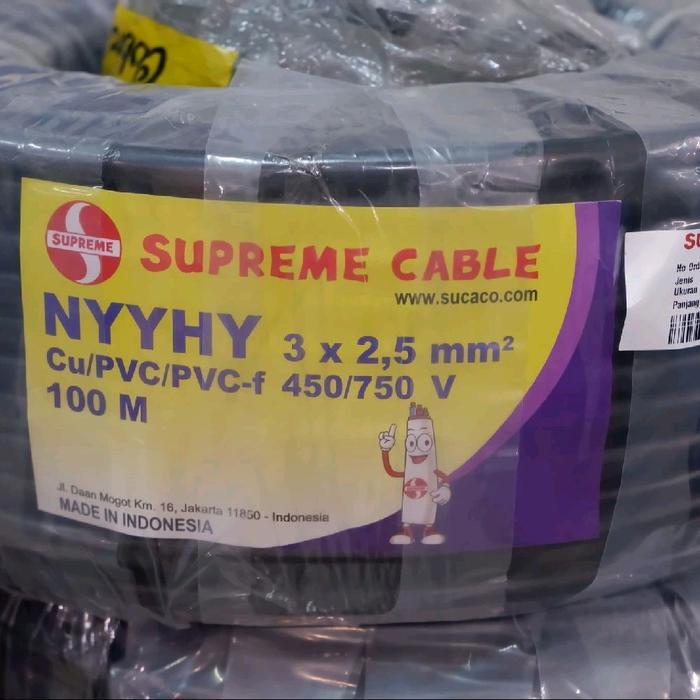 SUPREME KABEL LISTRIK NYYHY 3X2,5MM @50M SERABUT ISI 3 NYYHY 3X2,5 3X2.5 MM 3X2.5MM SUPREME 50M