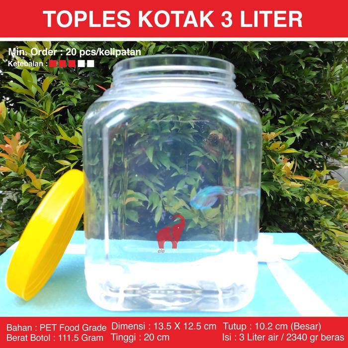 Isi 20 Pcs Toples Plastik Kotak Ikan Cupang 3 Liter Tebal / Toples Kerupuk Snack