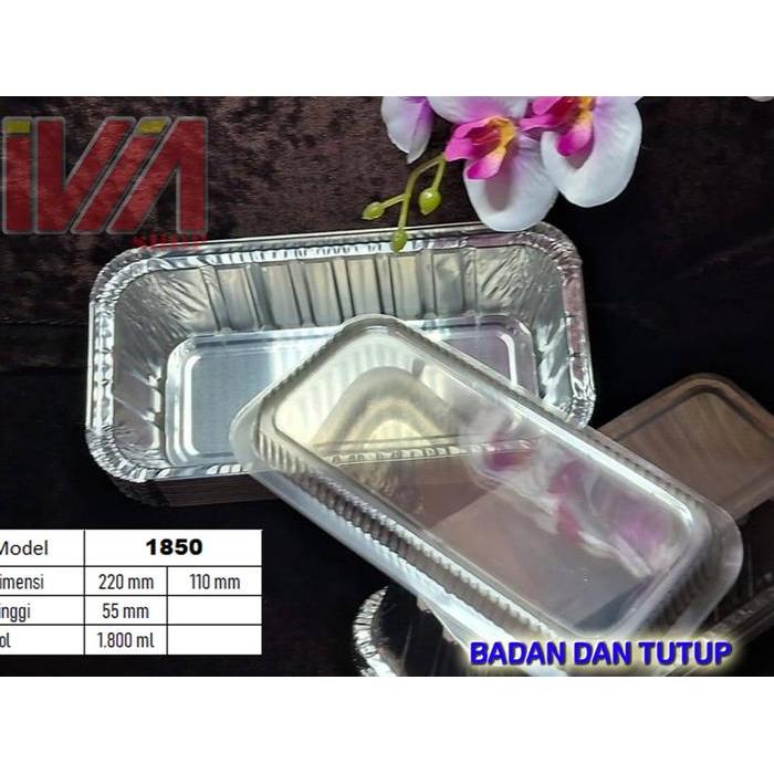 1850 Bx Badan+Tutup Mika Alu Foil Cup Aluminium Alumunium 22 X 11 Cm