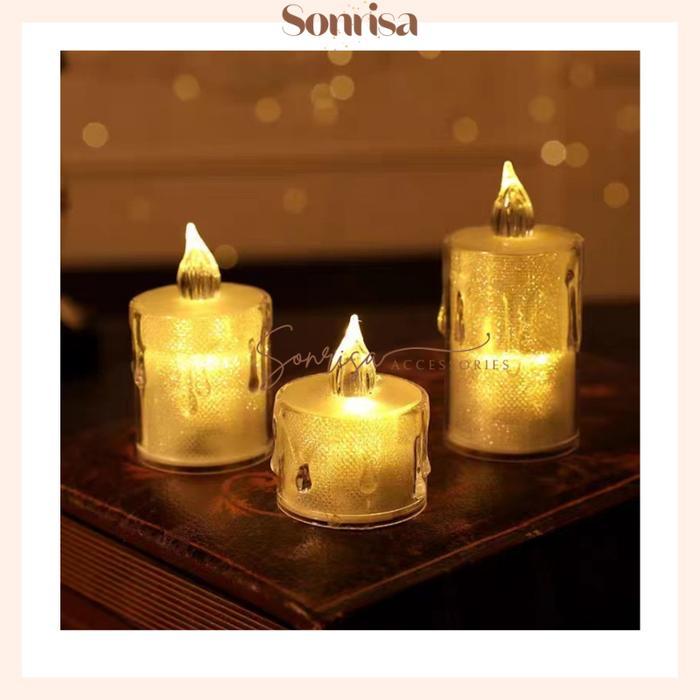 Lilin LED Transparan Motif Meleleh