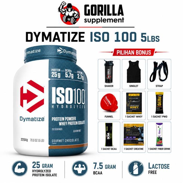 DYMATIZE ISO 100 5lbs 5lb Whey Protein Isolate Hydrolyzed