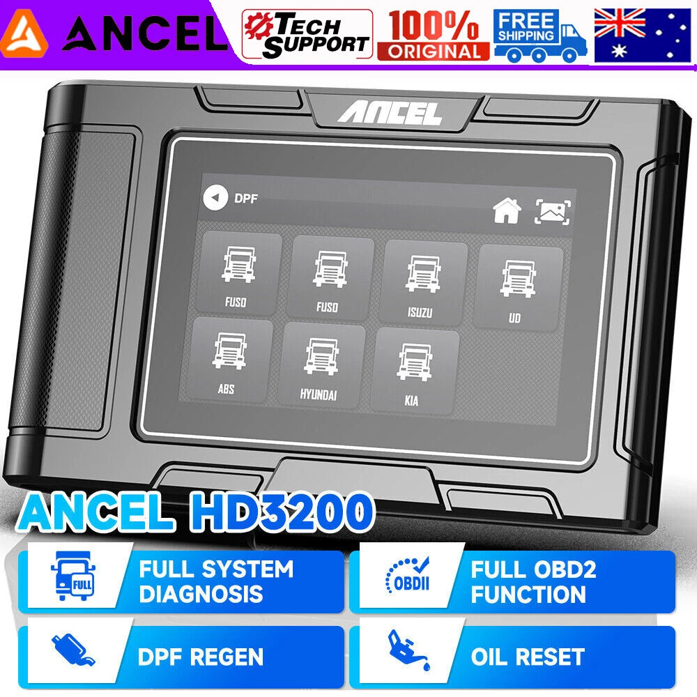 New Heavy Duty Truck Scanner OBD2 DPF DPD Regen ANCEL HD3200 for Hino Fuso UD Volvo Oil Reset Diagno