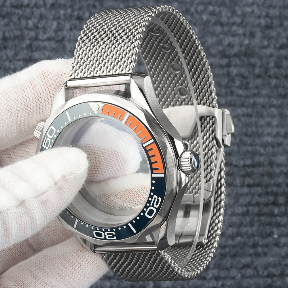 NH35 Case Mesh Strap Waterproof 41mm Watch Case Transparent Case Back For Seiko NH35 NH36 Movement