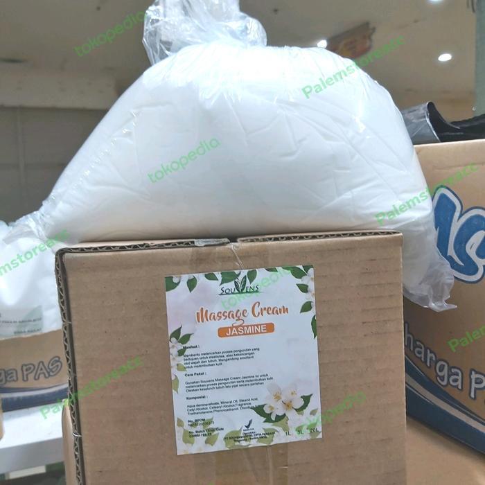 Baru MASSAGE CREAM MURAH KILOAN REFILL CURAH KRIM PIJAT REFLEKSI SPA URUT 5KG JASMINE - SOUVENS BPOM
