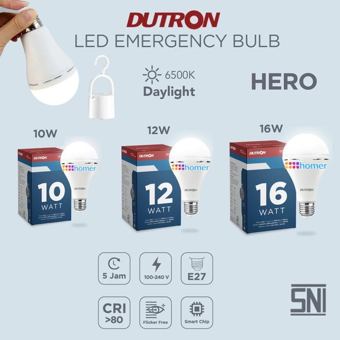 DUTRON HERO Lampu Led Bohlam Bulb Emergency lampu LED darurat Magic Cas Charge Sentuh SNI Original