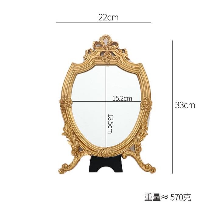 Cermin Meja / Cermin Kaca Vintage Gold