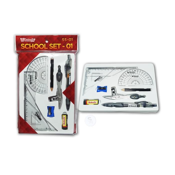 

BUTTERFLY - Alat Tulis Penggaris Busur, Jangka & Pensil SS 01 - Set