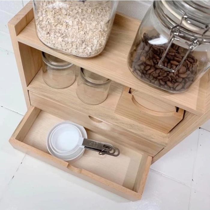 RAK BUMBU SUSUN LACI / RAK TEMPAT GULA TEH KOPI / RAK TEMPAT MAKEUP KO