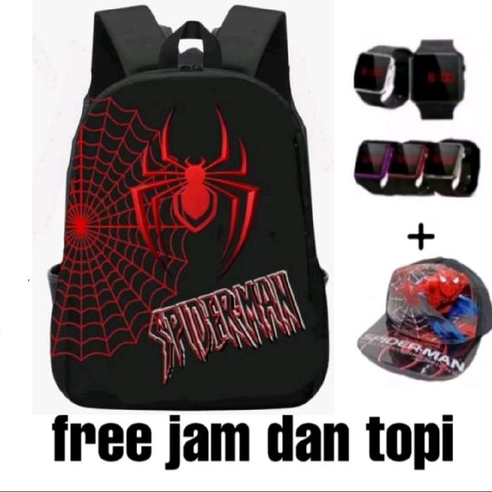 

tas anak laki - tas spiderman - tas sekolah sd tk anak laki - tas anak cowok (free jam & topi)