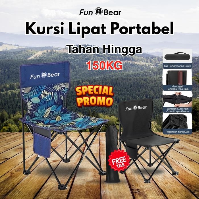 Dwo - Kursi Lipat Fun Bear Dengan Sandaran Lengan & Tempat Minum Kursi Outdoor Jumbo Portable Nyaman