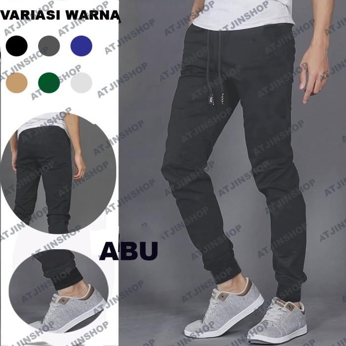 Atjin Original- Celana Panjang Joger Jogger Sirwal Pria Katun Stretch