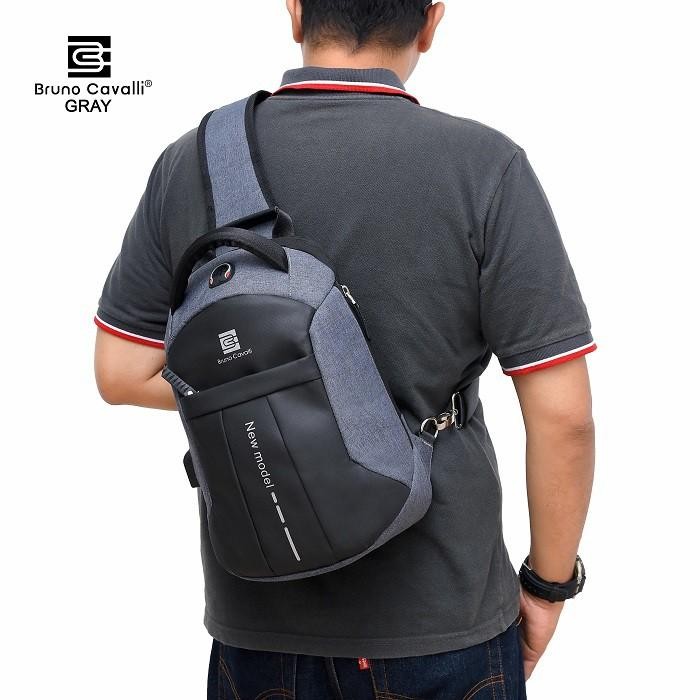 Pilihan- Bruno Cavalli Tas Selempang Pria Black Box Mark Iii Design Anti Maling & Water Proof