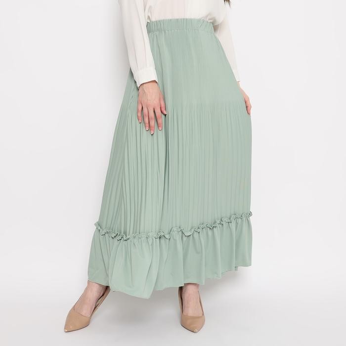 Ready Duapola Rok Panjang Wanita Plisket Remple 7276 - Hijau Mint