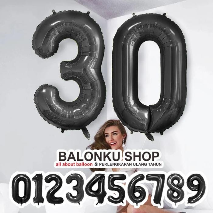 Pilihan- Balon Foil Angka Jumbo Hitam 100 Cm / Balon Angka Jumbo 100Cm