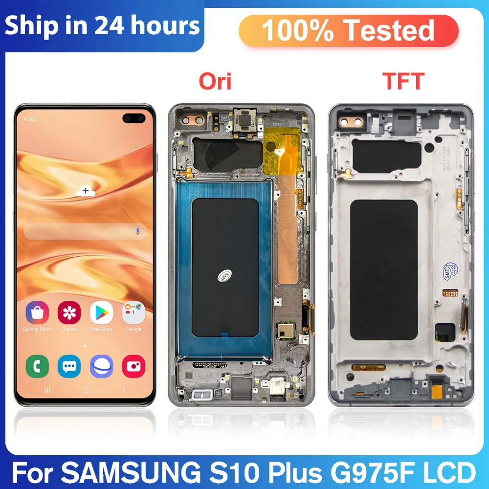100% ORI AMOLED TFT For Samsung Galaxy S10 Plus Display G975 SM-G975F/DS G975U For Samsung s10+ LCD 