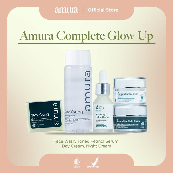 Pilihan- Bundling Amura Series 3 (Serum, Facial Wash, Day And Night Cream Dan Toner) Aging