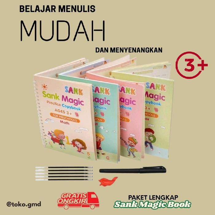 

OJ [GMD] PROMO 5 in 1 Buku Ajaib Anak Pintar Menulis Bisa Hapus Sendiri Sank Magic Book set Lengkap
