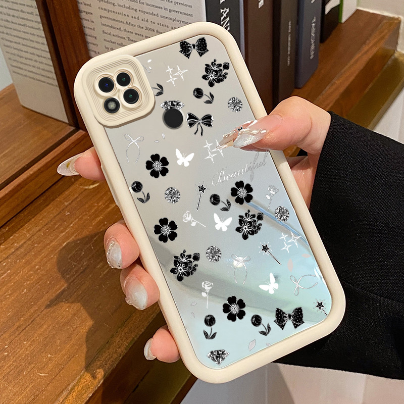 Casing Hp Xiaomi Redmi 9C Redmi 9C NFC Redmi 10A POCO C31 Case Casing HP pola Bunga Hitam Kesing Kas