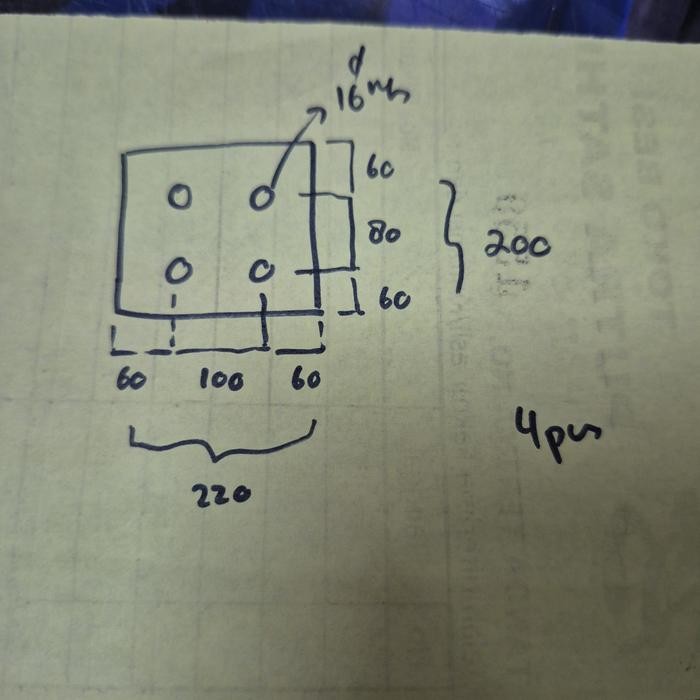 plat besi tebal 5mmx20cmx20cm lubang 16mm