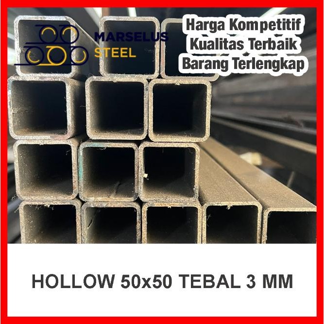 Besi Hollow Hitam 50 x 50 x 3mm - Full Berkualitas