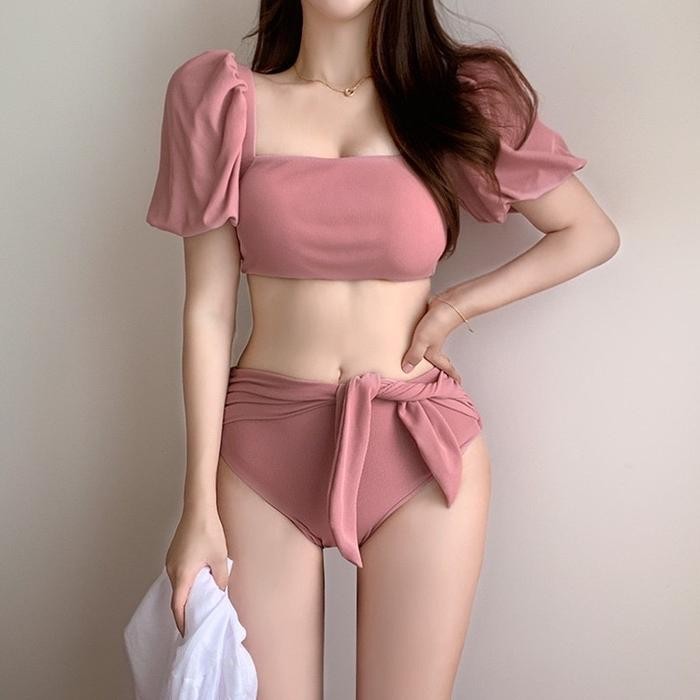 Swimsuit swimwear wanita bikini puff sleeve best seller