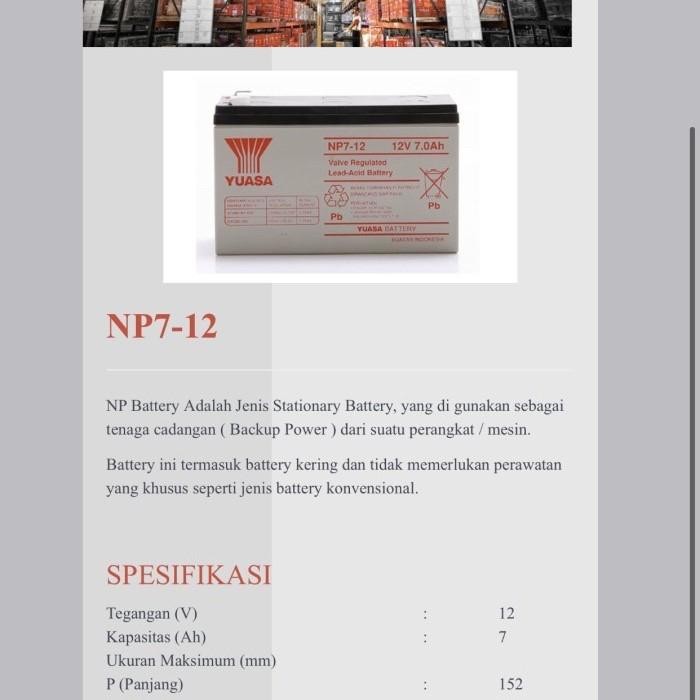 Unik Baterai Aki Kering Yuasa 12V 7Ah Aki Kering Ups Yuasa Np7-12 12V 7Ah Terlariss 